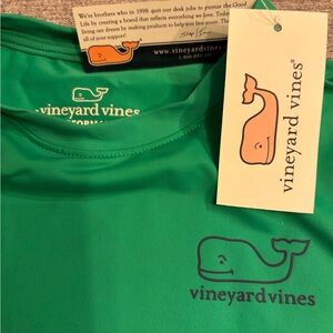 Vineyard Vines Kids Green Whale Rashguard Swim Top